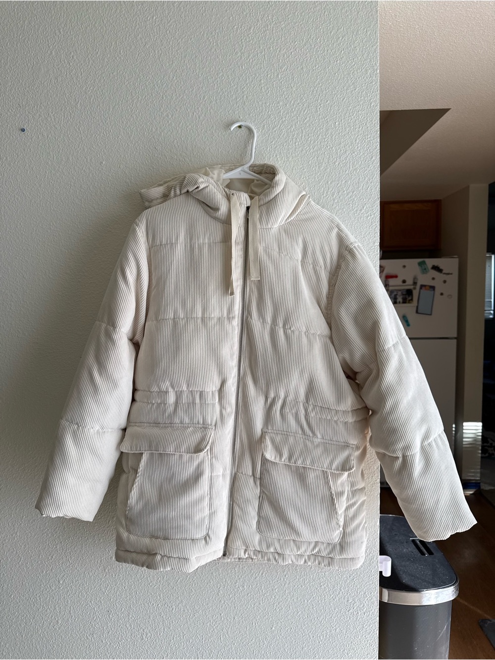 Universal Thread Cream Corduroy-Look Quilted Jacket